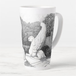 Taza De Café Latte Escultura de Griffins lápiz monocromo Art