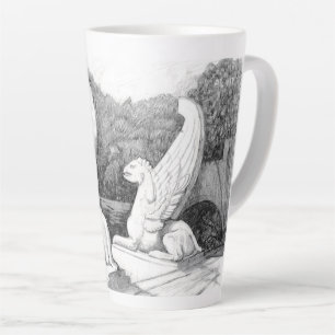 Taza De Café Latte Escultura de Griffins lápiz monocromo Art