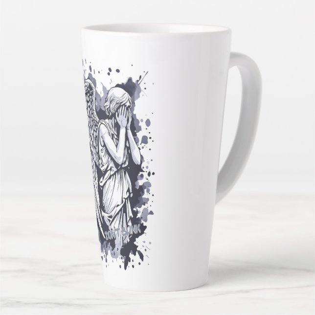 Taza De Café Latte Escultura de un ángel llorando - con salpicaduras  (Ángulo derecho)