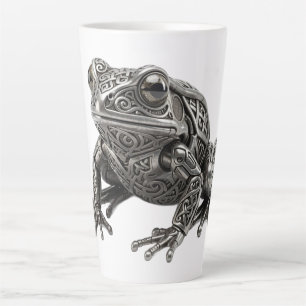 Taza De Café Latte Escultura Mecánica Intrincada de Rana de Plata Cel