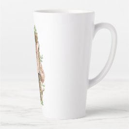 Taza De Café Latte Eslora de acuarela y hojas tropicales