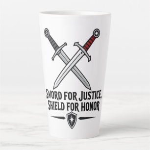 Taza De Café Latte Espada por la Justicia Escudo por el Honor Fantasí