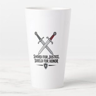 Taza De Café Latte Espada por la Justicia Escudo por el Honor Fantasí