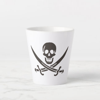 Taza De Café Latte Espadas de cráneo de obsidiana Bandera pirata de C