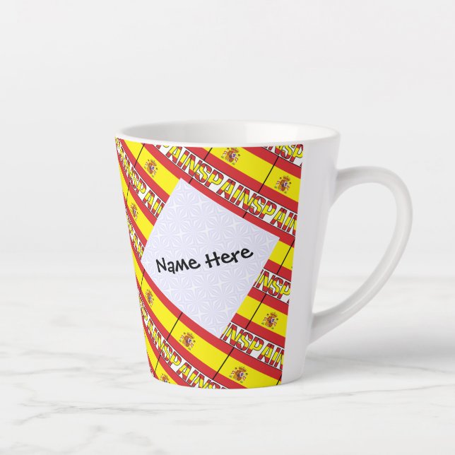 Taza De Café Latte España Bandera española con azulejos personalizado (Derecha)