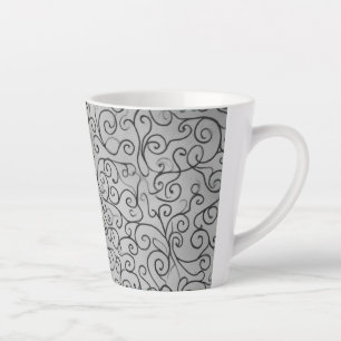 Taza De Café Latte Espectacular patrón de Swirl negro Resumen colorid