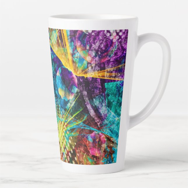 Taza De Café Latte Espectáculo de Luces en Espacio Abstracto (Derecha)
