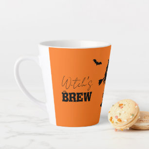 Taza De Café Latte Espeluznante casa embrujada y silueta de brujas  
