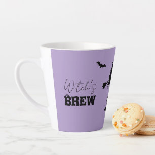 Taza De Café Latte Espeluznante casa embrujada y silueta de brujas  
