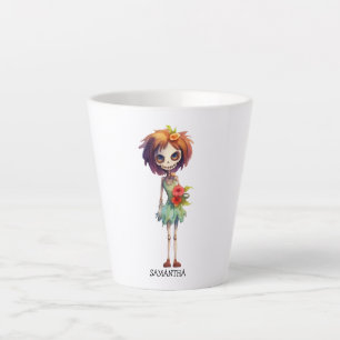 Taza De Café Latte Espeluznante pero lindo niño zombi - macabro adora