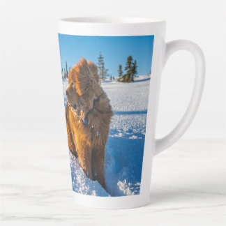 Taza De Café Latte Esperando en la nieve