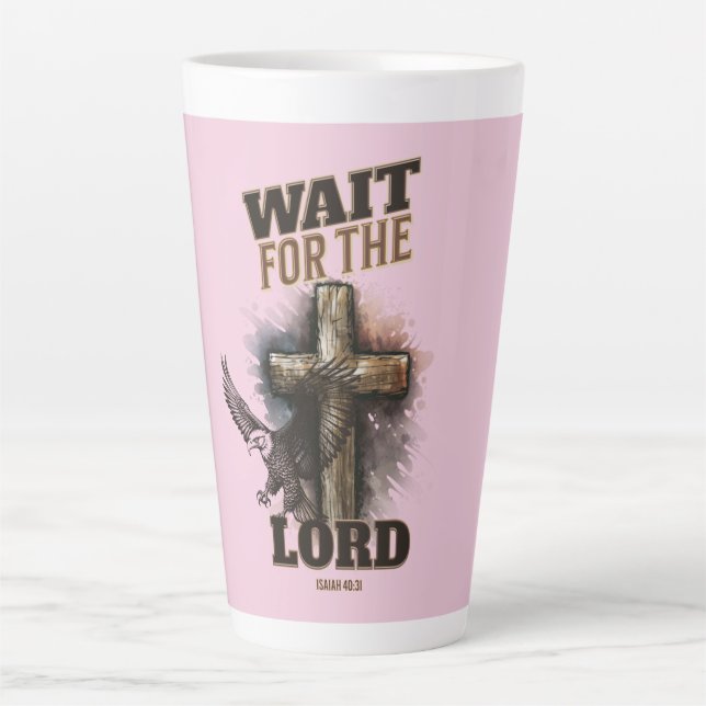 Taza De Café Latte Esperen Al SEÑOR Isaías 40:31 (Anverso)