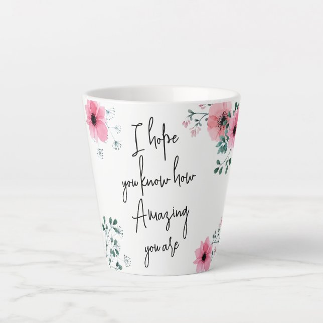 Taza De Café Latte Espero que conozcas la amistad acuarela floral (Anverso)