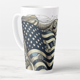Taza De Café Latte Espíritu americano, flor artístico