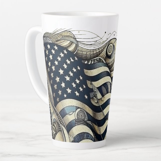 Taza De Café Latte Espíritu americano, flor artístico (Ángulo izquierdo)
