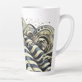 Taza De Café Latte Espíritu americano, flor artístico