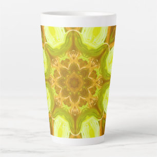 Taza De Café Latte Espíritu de patrón abstracto de follaje solar