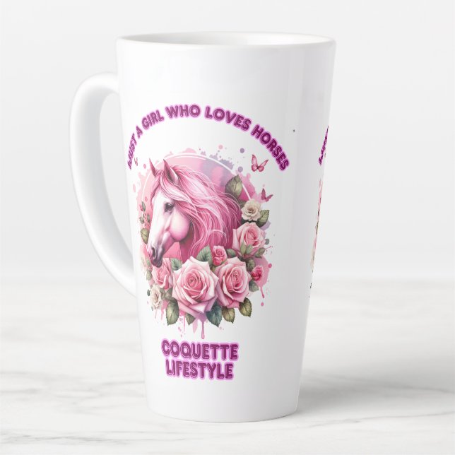 Taza De Café Latte "Espíritu Rosa salvaje" Mujer Coqueta Camiseta (Ángulo izquierdo)