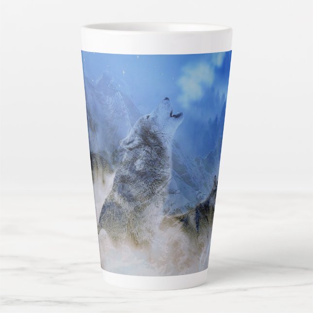 Taza De Café Latte Espíritus del lobo (Anverso)