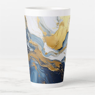 Taza De Café Latte Esplandor audaz de oro y azul