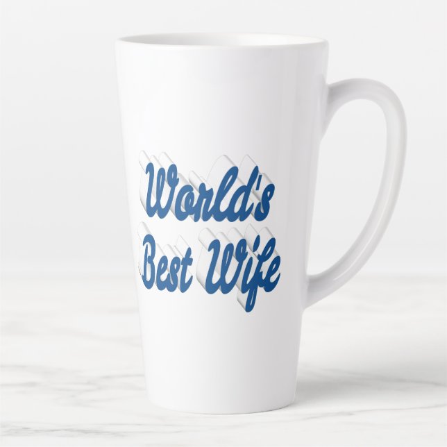 Taza De Café Latte Esposa con texto azul (Derecha)