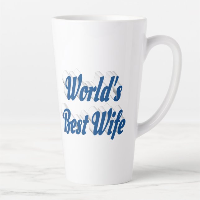 Taza De Café Latte Esposa con texto azul (Derecha)