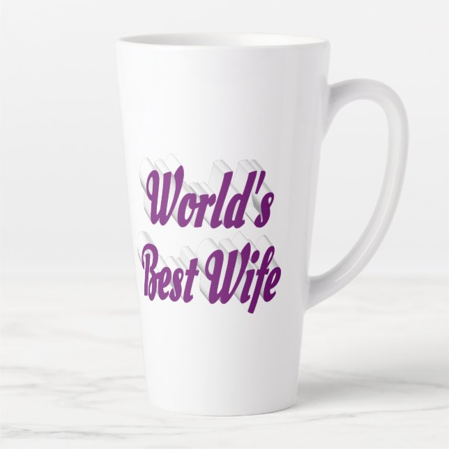 Taza De Café Latte Esposa con texto púrpura (Derecha)