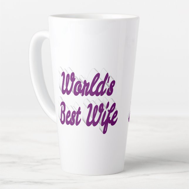 Taza De Café Latte Esposa con texto púrpura (Ángulo izquierdo)
