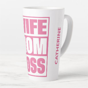 Taza De Café Latte Esposa de nombre personalizado - Mamá - Jefe