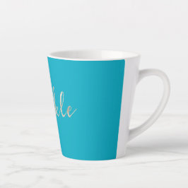 Taza De Café Latte Espuma plateada brillante Aqua Blue