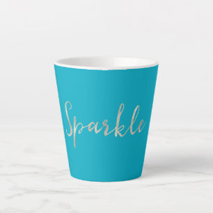 Taza De Café Latte Espuma plateada brillante Aqua Blue