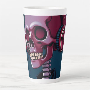 Taza De Café Latte Esqueleto con auriculares