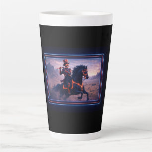 Taza De Café Latte Esqueleto Steampunk montando semental tocando flau