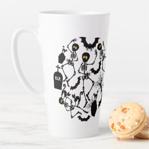 Taza De Café Latte Esqueletos de Halloween Danza macabra