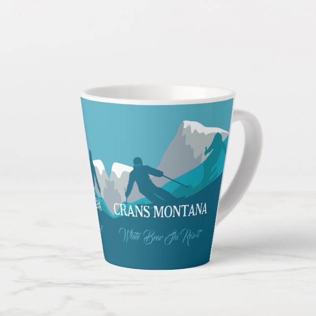 Taza De Café Latte Esquí alpino Personalizado Montana Texto (Ángulo derecho)