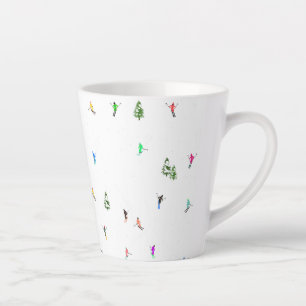 Taza De Café Latte Esquí de esquí alpino en invierno