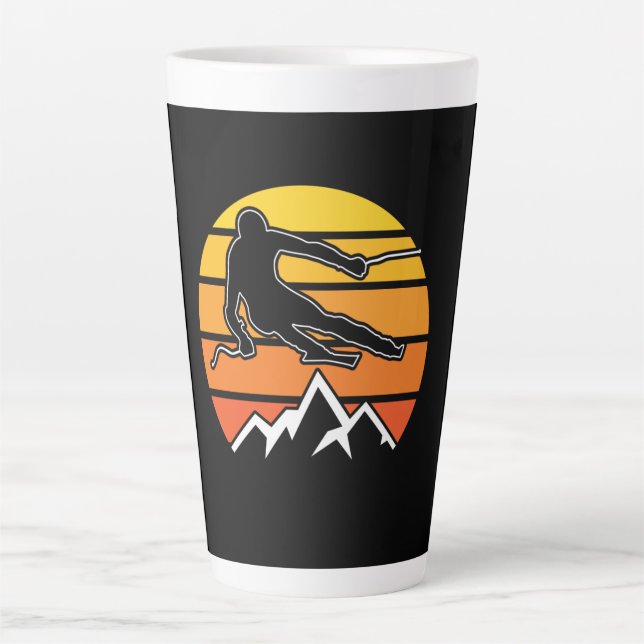Taza De Café Latte Esquí retro (Anverso)