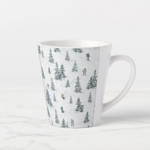 Taza De Café Latte Esquíes alpinos y yetis ocultos - Esquí cuesta aba