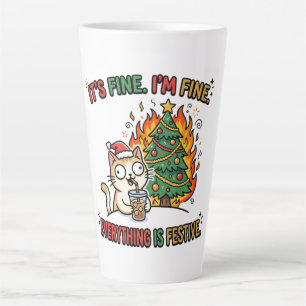 Taza De Café Latte Está Bien Estoy Bien Todo Es Festivo Caótico Mem