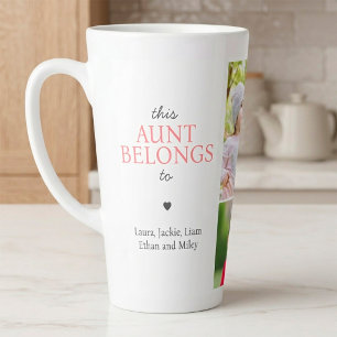 Taza De Café Latte "Esta Tía Pertenece A" Collage de Fotos Personaliz