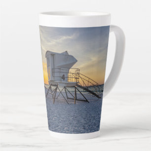 Taza De Café Latte Estación de Lifeguard Pensacola Sunrise Latte Mug