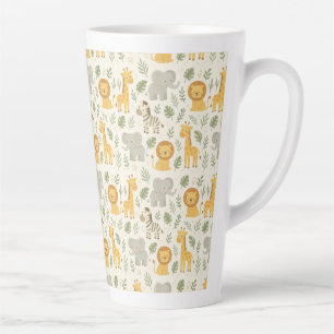 Taza De Café Latte estampa de guardería de animales de safari
