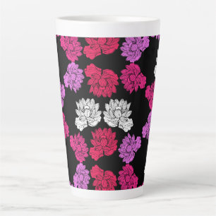 Taza De Café Latte Estampa de tela de nenúfar botánico