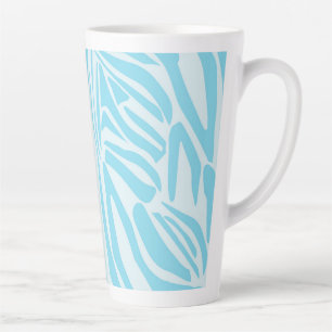 Taza De Café Latte Estampado de cebra azul y blanco en negrita