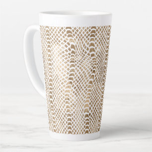 Taza De Café Latte Estampado de serpiente blanco dorado
