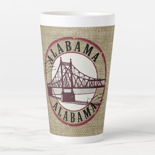 Taza De Café Latte Estampilla del puente Retro Alabama (Anverso)