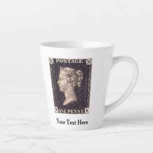 Taza De Café Latte Estampilla Penny Black Postage