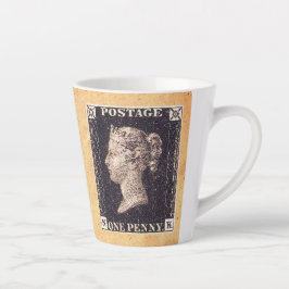 Taza De Café Latte Estampilla Penny Black Postage