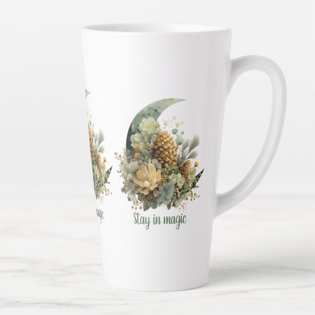 Taza De Café Latte Estancia en el diseño de la luna de invierno mágic (Derecha)