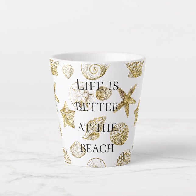 Taza De Café Latte Estanques del Mar de Oro de Playa (Anverso)